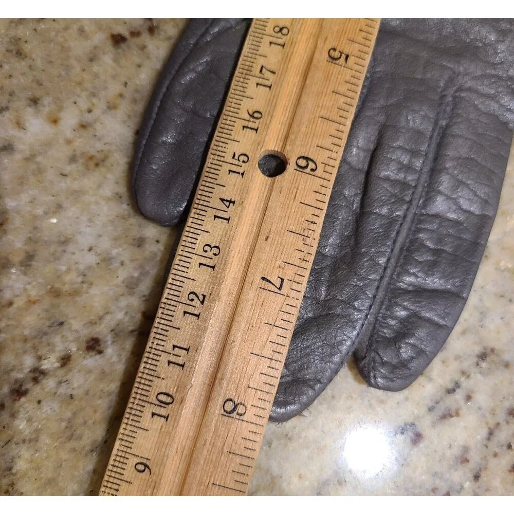 Vintage Size S 6.5 Gray Leather Lined 8